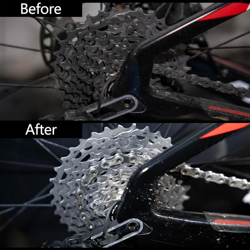 Thinvik Bike Lube and Cleaner Set with 500ml Chain Cleaner, 60ml Wet/Dry Lubricant and 4 Brush Tools for Cleaning Chains, Chainrings, Freewheel/Cassette - Image 4